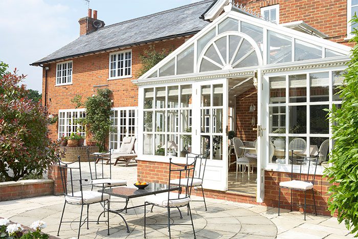 A beautiful conservatory and patio area